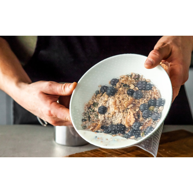 MasterClass Set of 4 Silicone Stretch Lids - Reusable Eco-Friendly Cling Film Alternatives