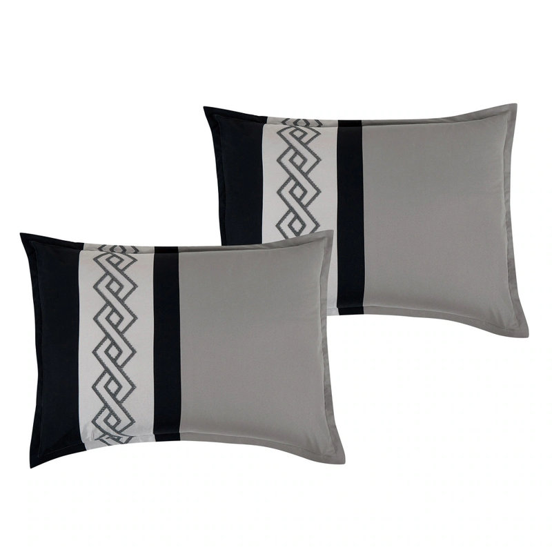 Ensemble d'édredon 9 pièces Bed-in-a-Bag Soft Bedding, Noir uni / formes géométriques