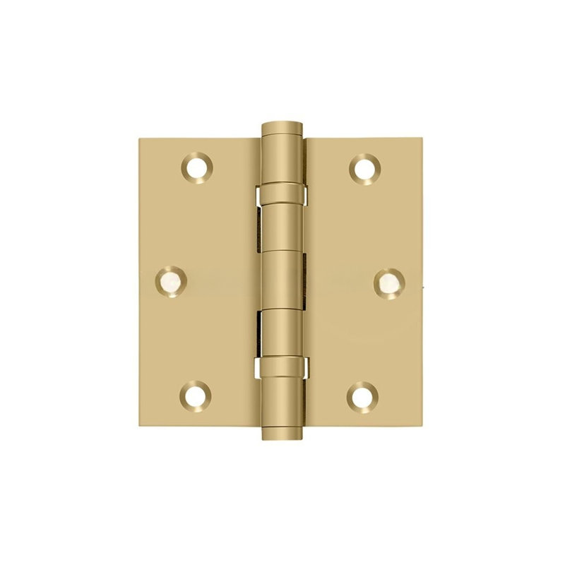 Charnière carrée Deltana DSB35B4 3-1 / 2 "x 3-1 / 2", roulement à billes en laiton brossé, Laiton brossé