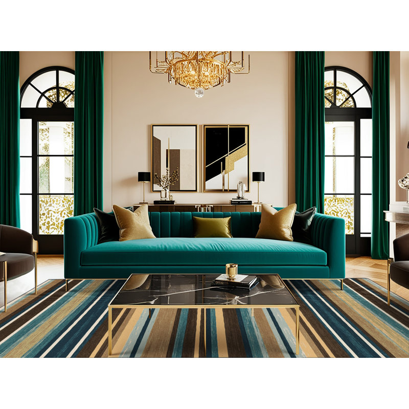 Washable Desert Horizon Southwestern Area Rug, Round 5'