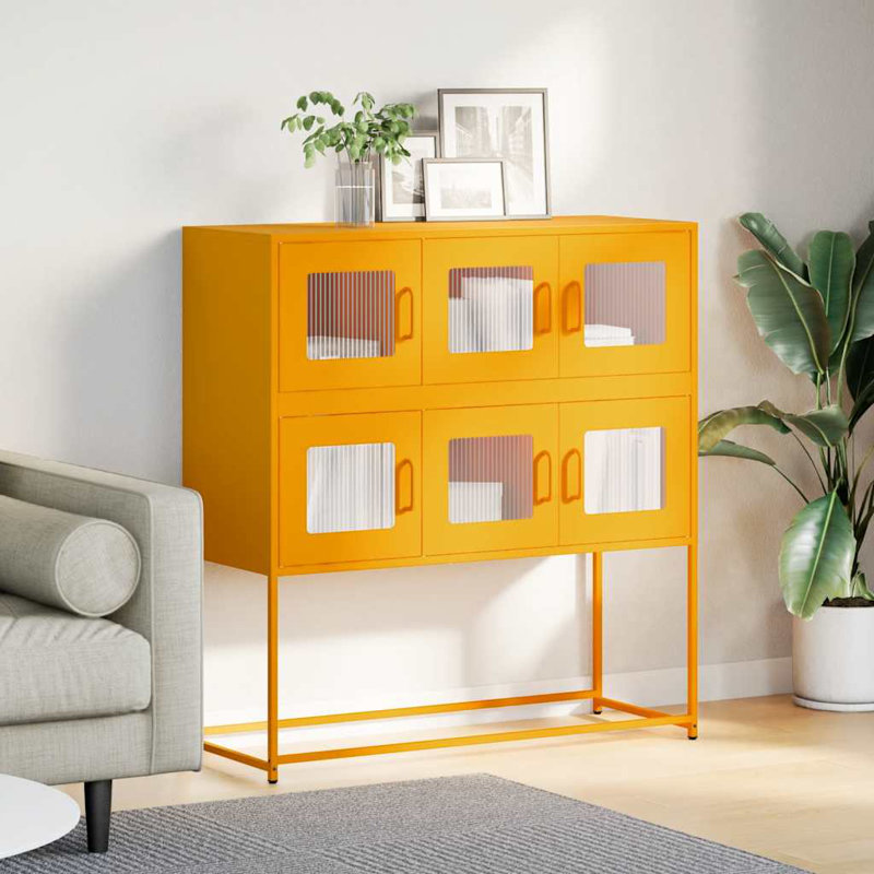 Sideboard 100.5X39x107 Cm Cold-Rolled Steel, Mustard Yellow