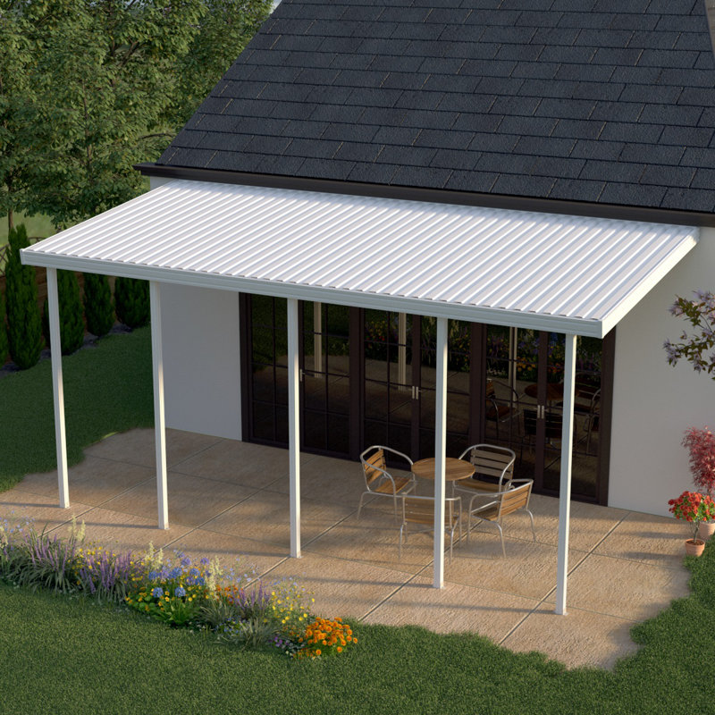 Slope Patio Awning   , 144" W x 120" D, White