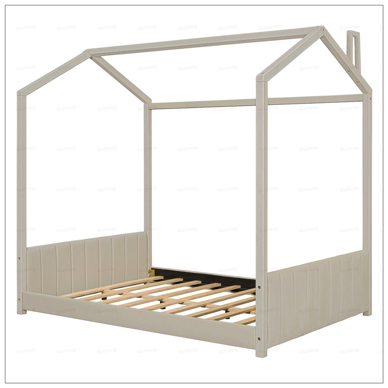 Lit en bois unique de style maisonnette pour le plaisir des enfants, un sommeil confortable et un jeu imaginatif