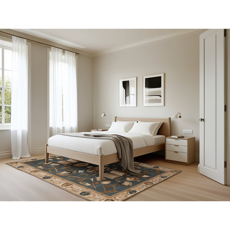Tapis gris français lavable à la machine, Rectangle 5 pi x 7 pi