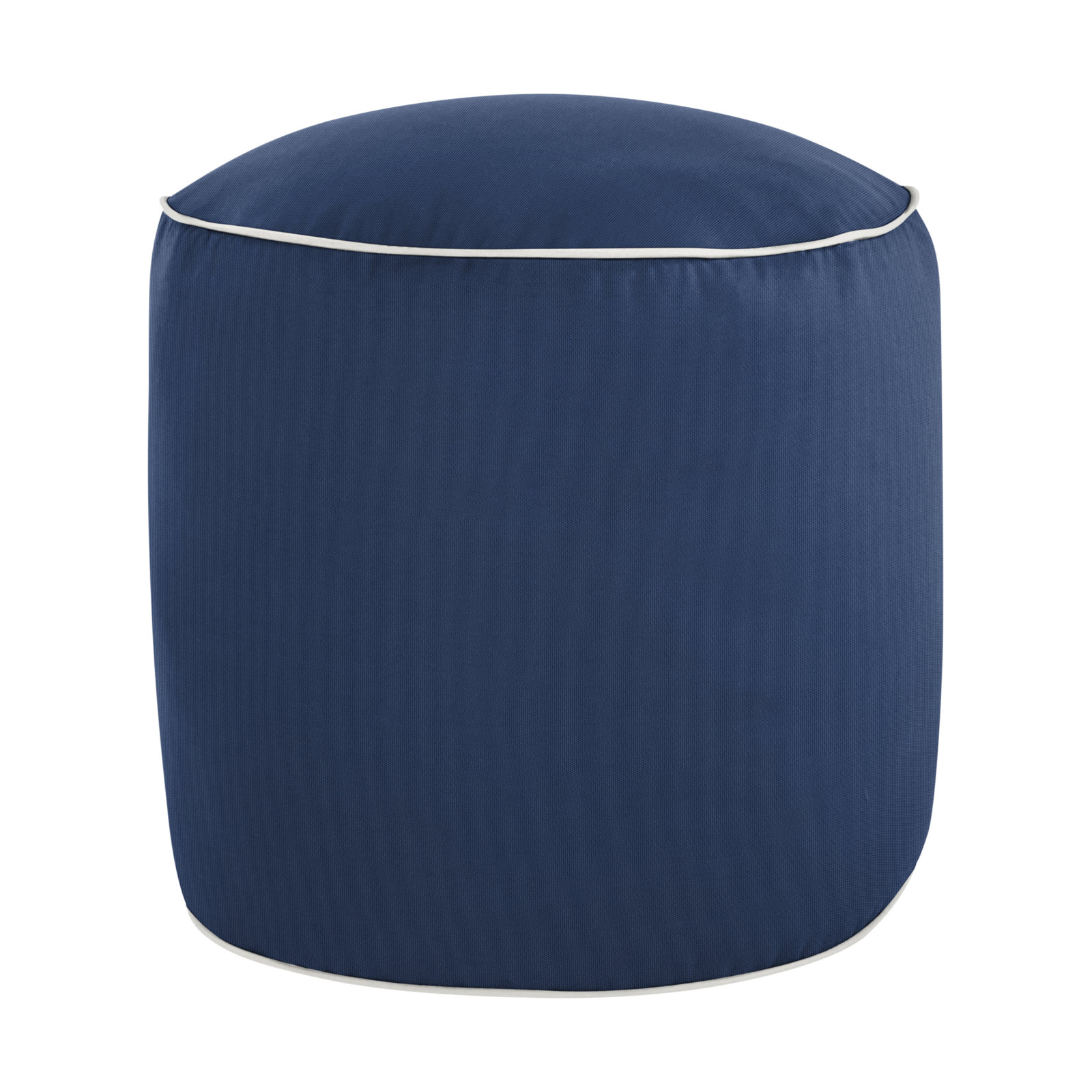 Demi Round Upholstered Outdoor Ottoman with Sunbrella® Cushion, Canvas Navy Sunbrella® Canvas