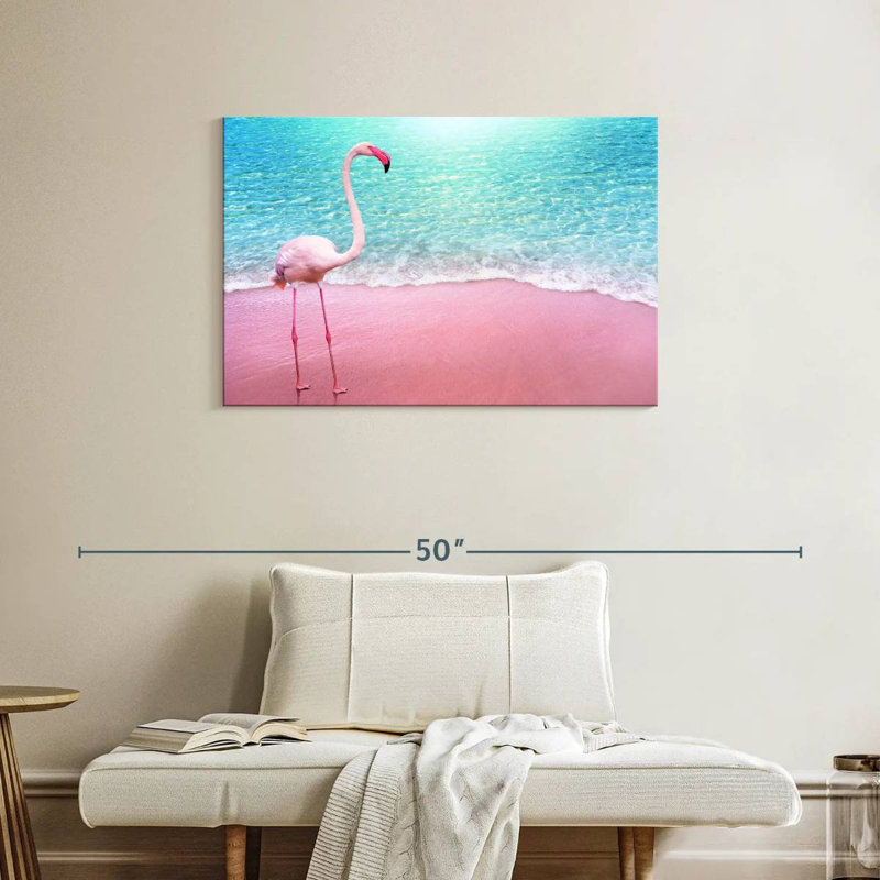 Flamant rose plage Brampt, H 24 po x l 36 po
