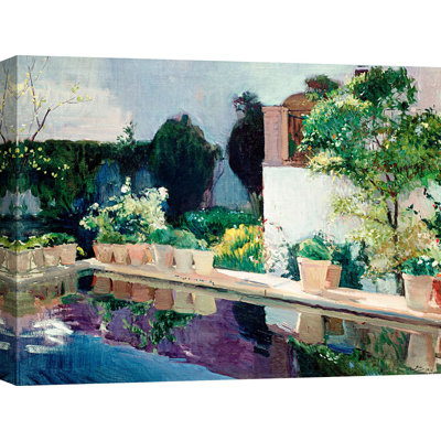 Palace Of Pond, Royal Gardens In Seville by Joaquín Sorolla Y Bastida - Wrapped Canvas Painting