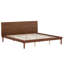 Lit plateforme King style Mid-Century Modern, cadre en bois bas avec tête de lit inclinée, lattes robustes, sans sommier, noyer-724887970