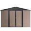 Remise de rangement en métal brun 10 pi x 10 pi, porte verrouillable, ventilation pour la terrasse et l'extérieur, brun, portes, équipement de jardin