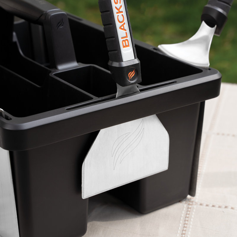 Black Rectangular Plastic Griddle Tool Caddy