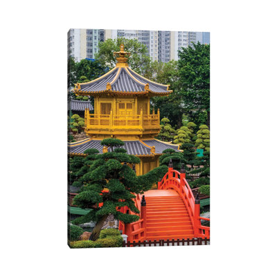 Golden Pavilion of Absolute Perfection, Nan Lian Garden, Diamond Hill, Kowloon, Hong Kong, China 1 Piece Wrapped Canvas Wall Art