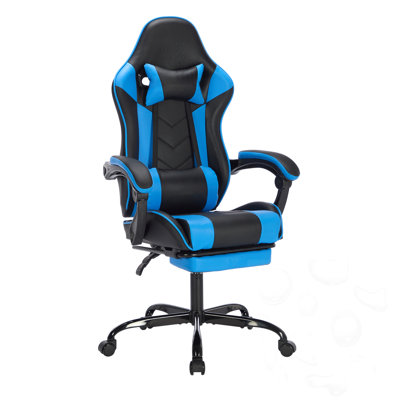 Height Adjustable Gaming Chair with Footrest and Headrest and Lumbar Support