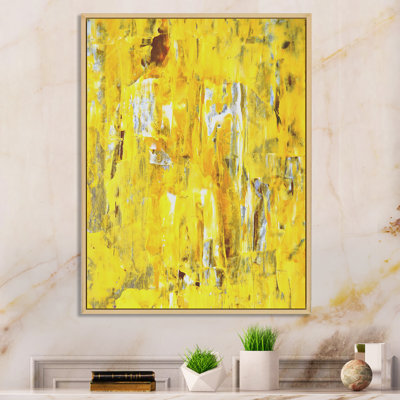 Gray And Yeollow Abstract Merging XI - Modern & Contemporary Canvas Wall Art
