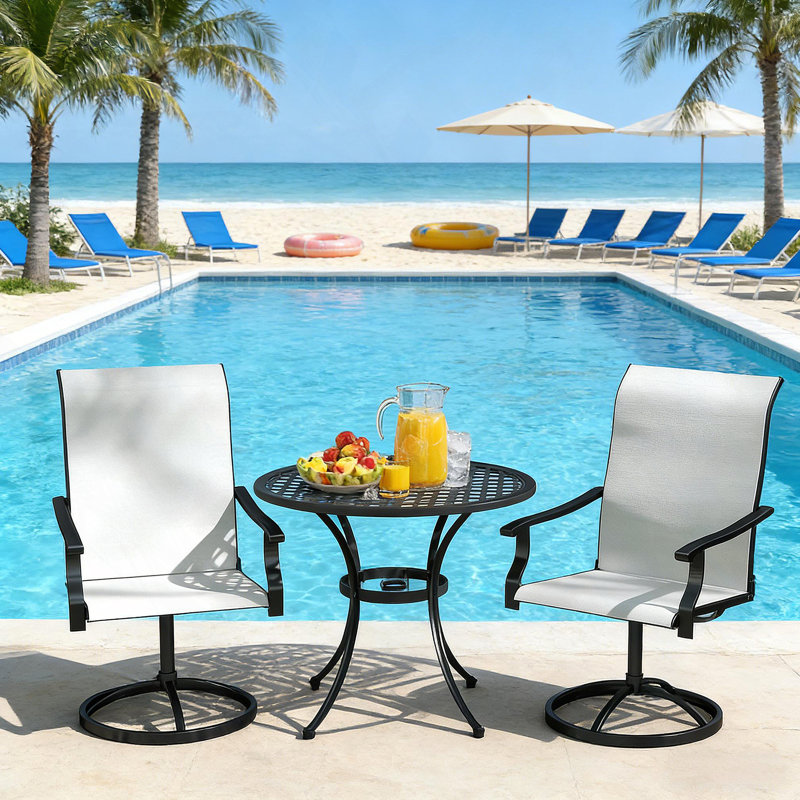 Ensemble de 2 chaises d'extérieur, chaises pivotantes, Blanc