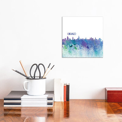 Chicago Illinois Skyline Silhouette Impressionistic Splash by Markus & Martina Bleichner - Wrapped Canvas Gallery-Wrapped Canvas Giclée