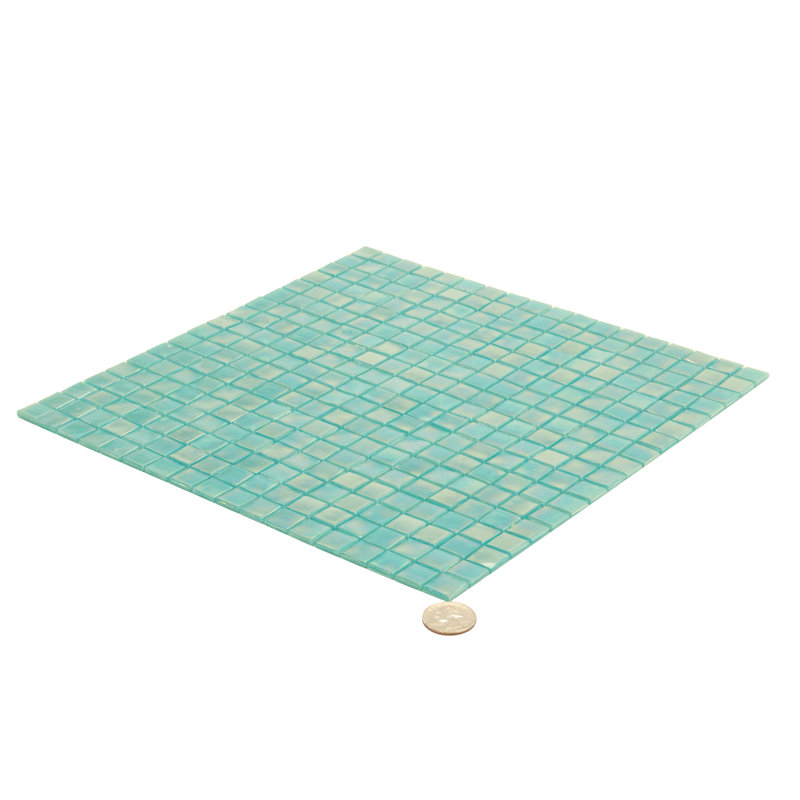 Skosh 0.6" x 0.6" Glass Grid Mosaic Wall & Floor Tile, Dark Ocean Green