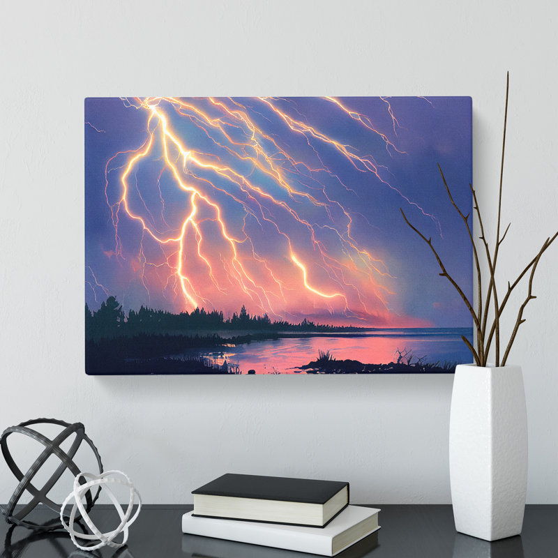 Hypnotic Lightning Storm - Wrapped Canvas Print, 35cm H x 50cm W x 3cm D