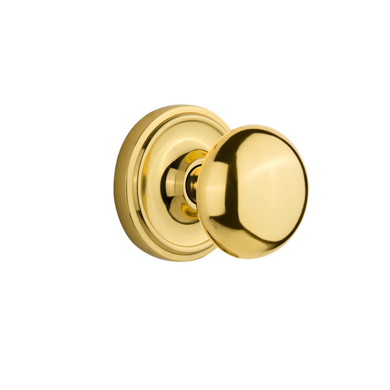 Rosette classique avec bouton de porte New York, Laiton non laqué, 2 3/4 po