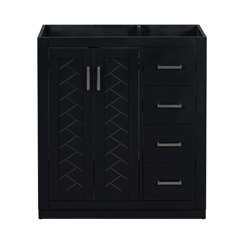 Meuble-lavabo de salle de bain sans comptoir, armoire de rangement en bois massif avec portes à fermeture douce, armoire de rangement en cadre seulement, style rétro