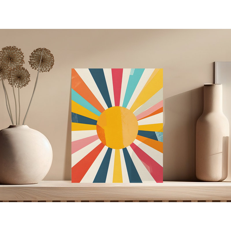 Retro Sun Wall Art, Abstract Canvas Art, Sunburst Print, Home Decor, Wrapped Canvas Wall Art, Art for Home Lovers, Wayfair Style