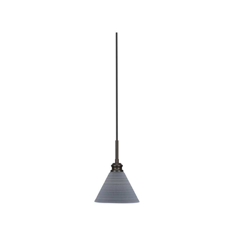 Mini-luminaire suspendu à cordon Edge avec verre matriciel gris 7 po, Espresso