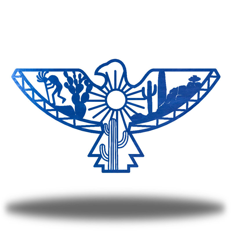 Décoration murale aztèque aigle, H 13 po x l 24 po x P 0,06 po, Bleu