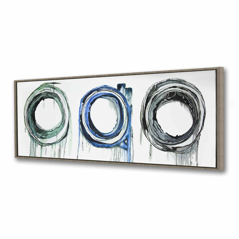 Trio de cercles - Art sur toile encadré moderne pour la décoration intérieure, H 61,25 po x l 21,25 po