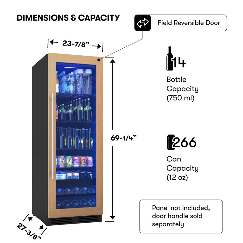 Presrv 24 in. 14-Bottle and 266-Can Single Zone Full Size Panel Ready Beverage Cooler