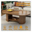 Table basse 47 pouces ovale cannelée avec tablette de rangement
