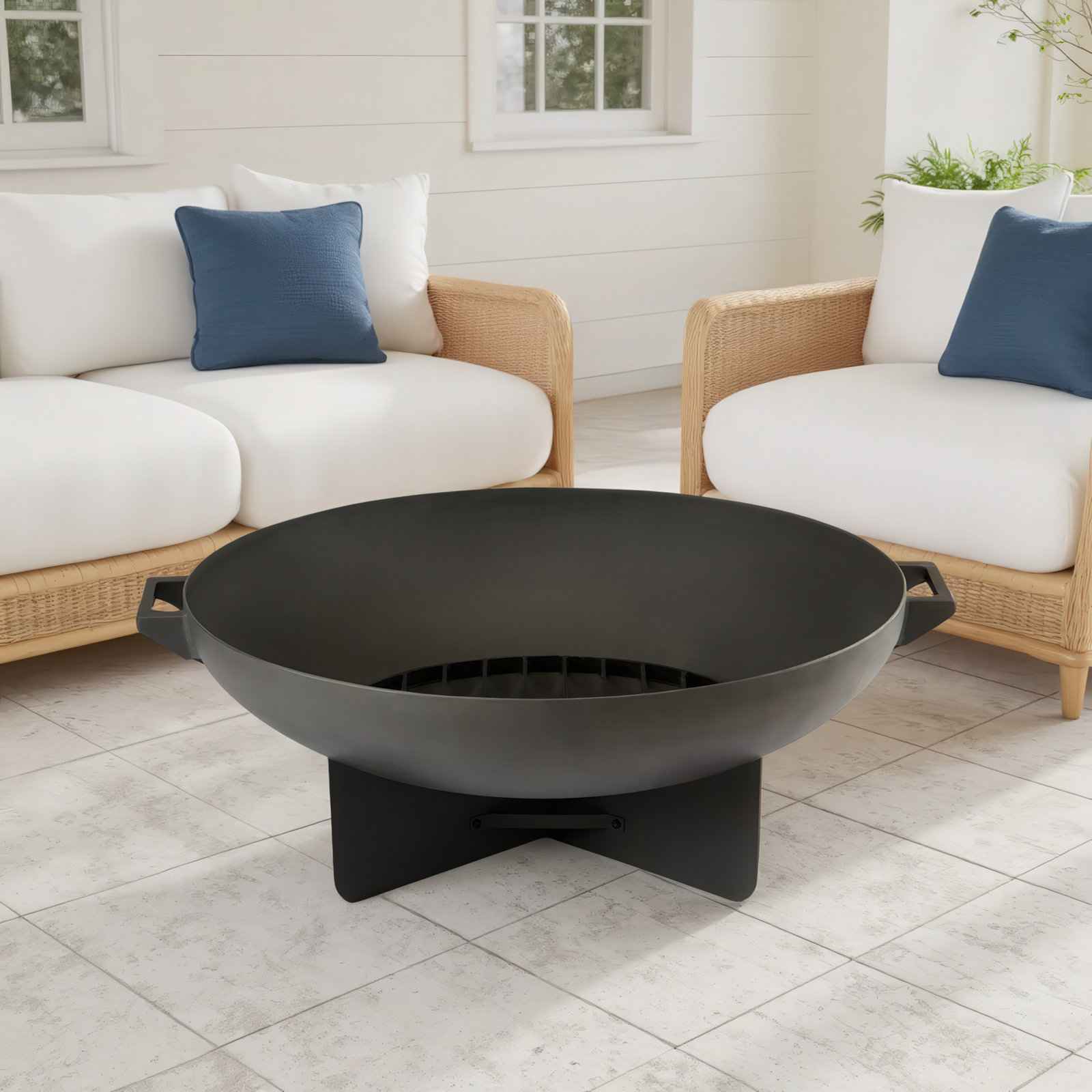 Anson Wood Burning Fire Pit by Real Flame, Gray