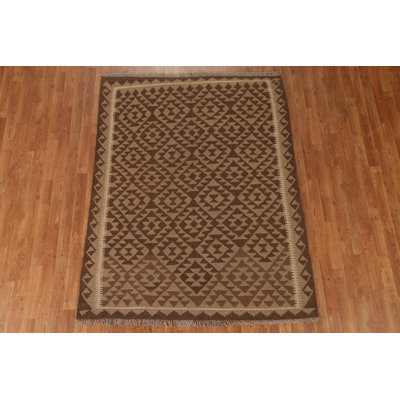 Brown Wool Kilim Tribal Area Rug 5x7