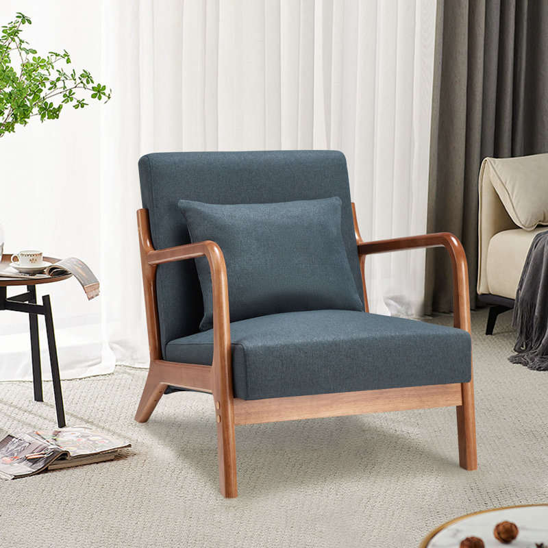 Upholstered Armchair, Navy Linen