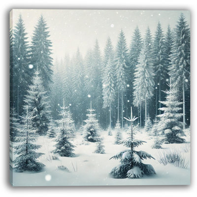 «Serene Snowy Forest: Evergreen», impression sur toile