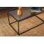 Table basse moderne avec plateau en verre fumé, 35,4 x 15,7 x 19,7 pouces | Pieds en métal robustes (0,6 x 0,6 po) | Design noir élégant, idéal pour les espaces de vie industriels et contemporains, élégant et fonctionnel