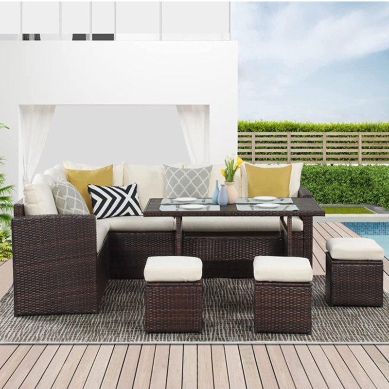 7 Piece Wicker Patio Dining Set