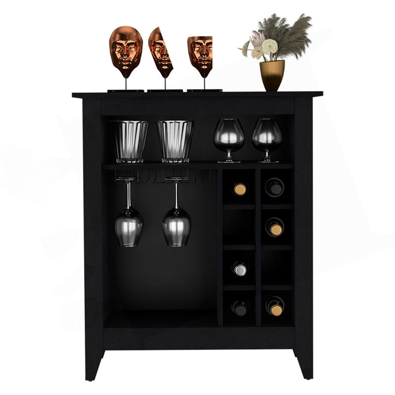 Bar, château, une tablette ouverte, six casiers à vin, Noir