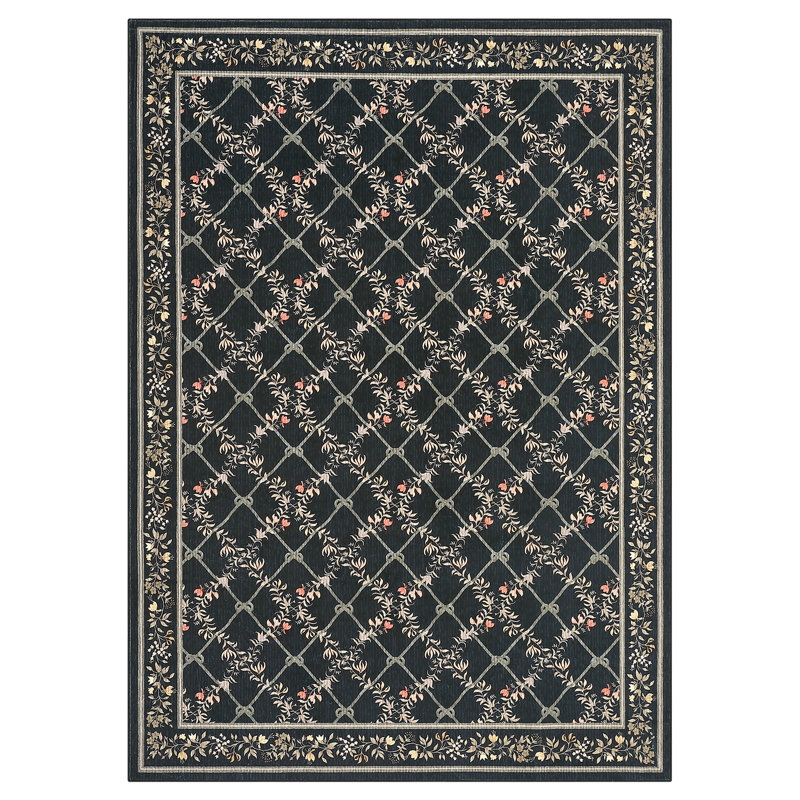 Modern Machine Washable Area Rugs Diamond Floor Mats with Non-Slip Backing, Non-Shedding Floral Print Accent Rug, Foldable Soft Low Pile Indoor Carpet