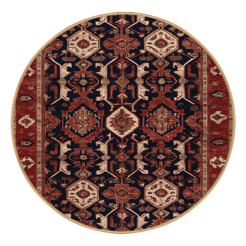 Machine Washable Persian Brown Area Rug, Round 3'