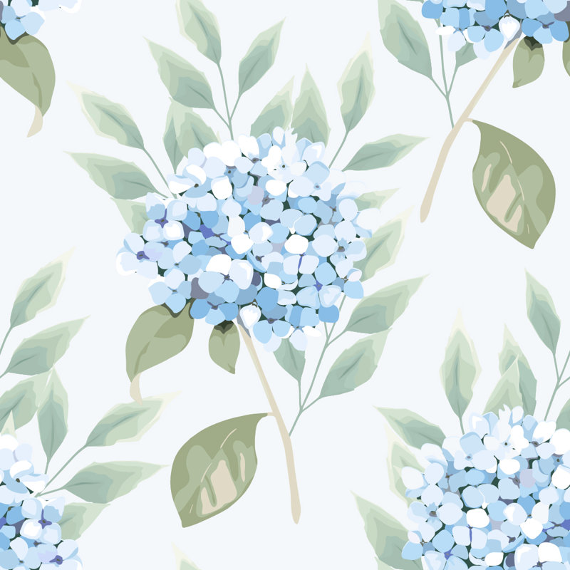 Carreau de papier peint petites fleurs bleues L 10,4 pi x l 25 po