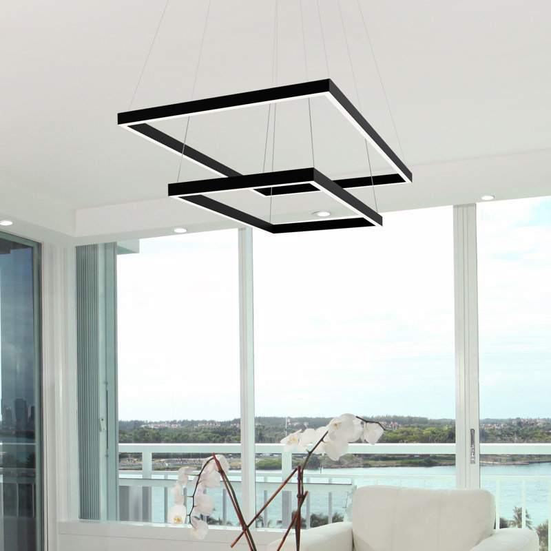 Lustre linéaire intégré à hauteur réglable de 29 po Atria Duo, Noir