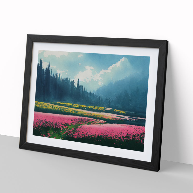 XH1022-8188X Spring Forest Meadow Vol.1 - Single Picture Frame Print, 46cm H x 64cm W x 2cm D, Black Framed