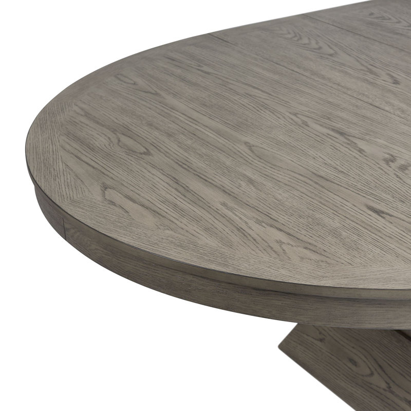 Gray Round Extendable Wood Dining Table for Six