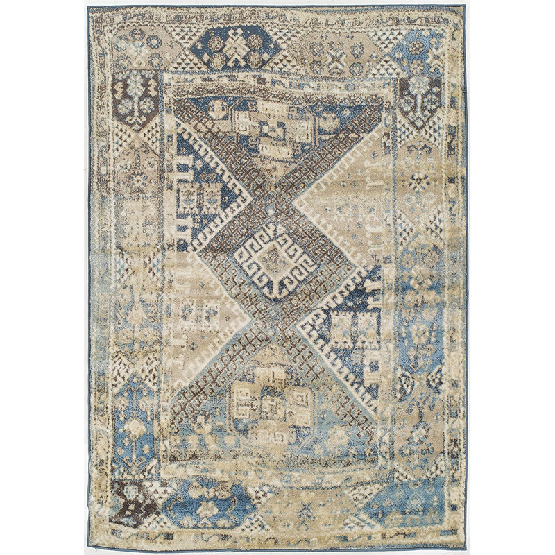 Tapis bleu marine / ivoire Docanto, Rectangle 2 pi x 3 pi