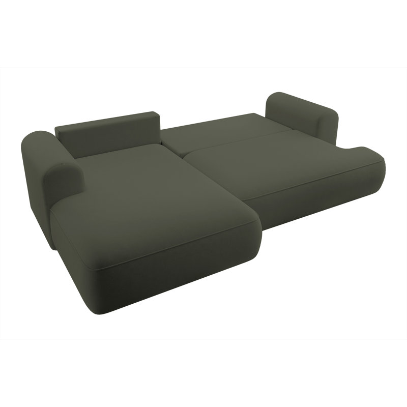 Alija 3 Seater Velvet Sofa & Chaise, Left Hand Facing, Olive