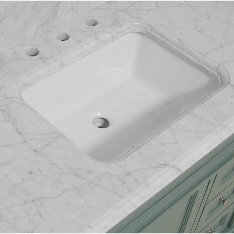 Ensemble de meuble-lavabo simple 42 po Ensa, Marbre de Carrare, Vert sauge