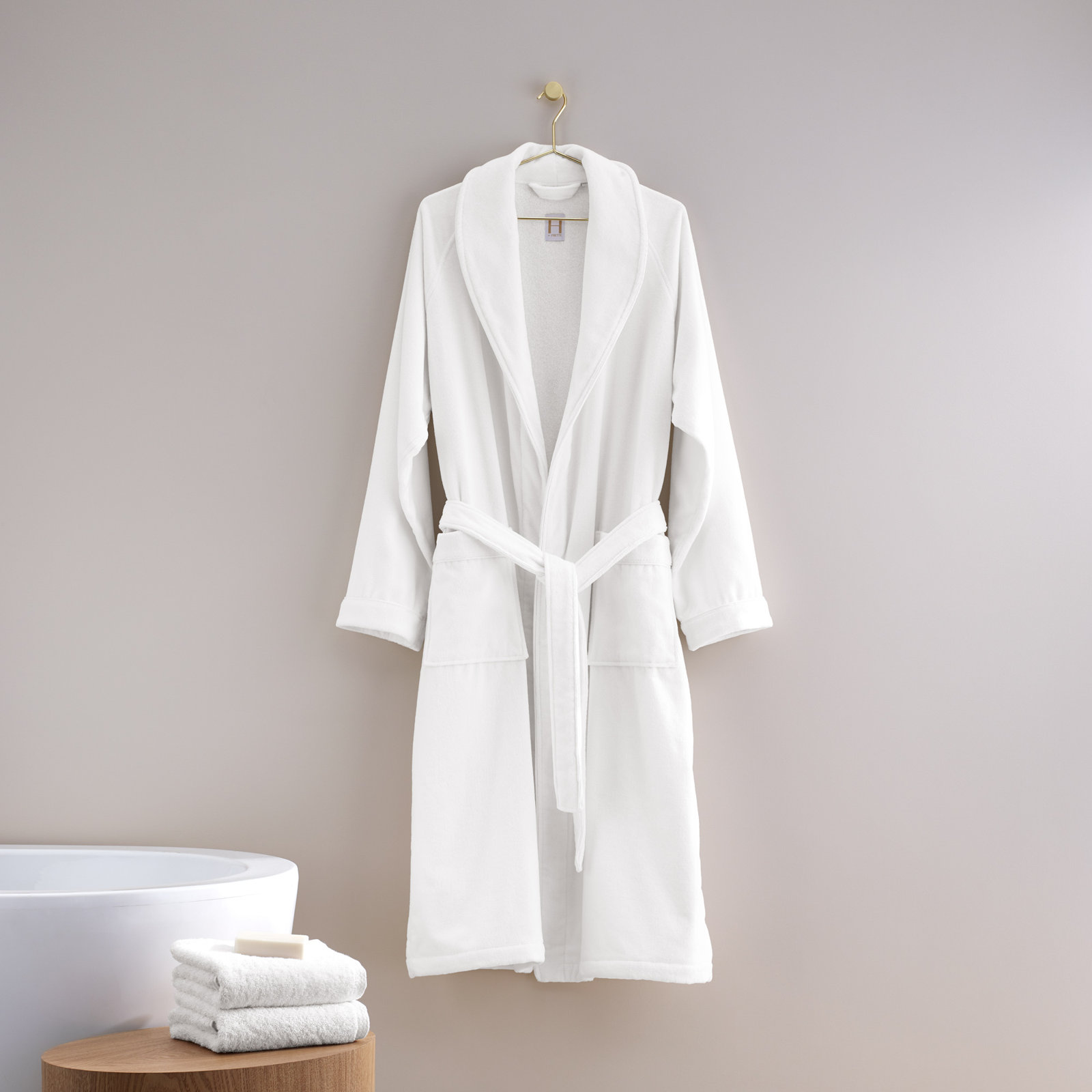 Shawl Collar Bathrobe with Piping, XL