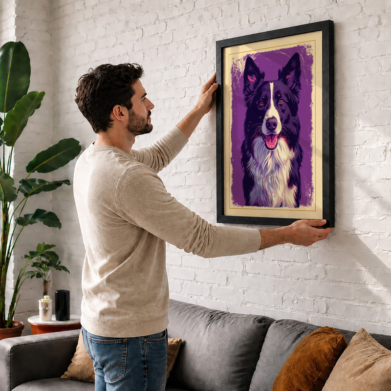 Cheerful Collie Modern - Framed Print, Unframed, A1 - 84.1 x 59.4 cm