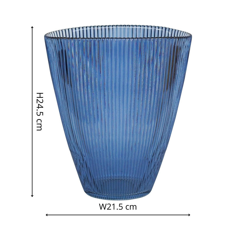  Recycled Glass Ribbed Table Vase, Navy