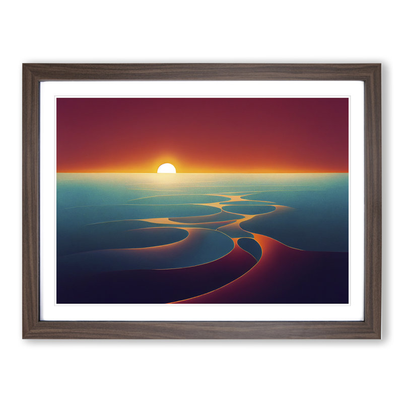 Angelical Seascape At Sunset - Single Picture Frame Print, 34cm H x 46cm W, Brown