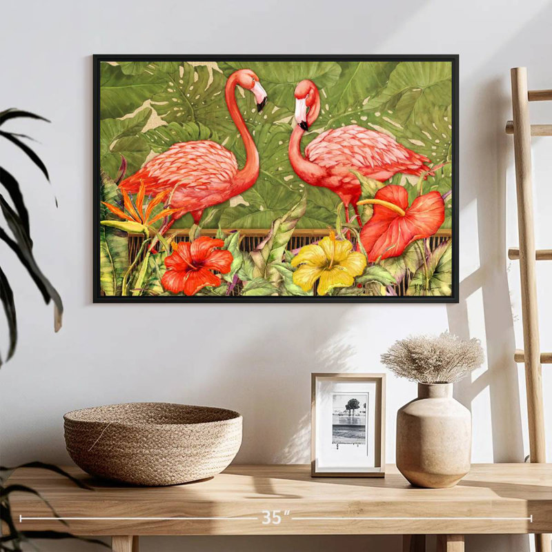 Flamant rose tropical, H 17 po x l 25 po